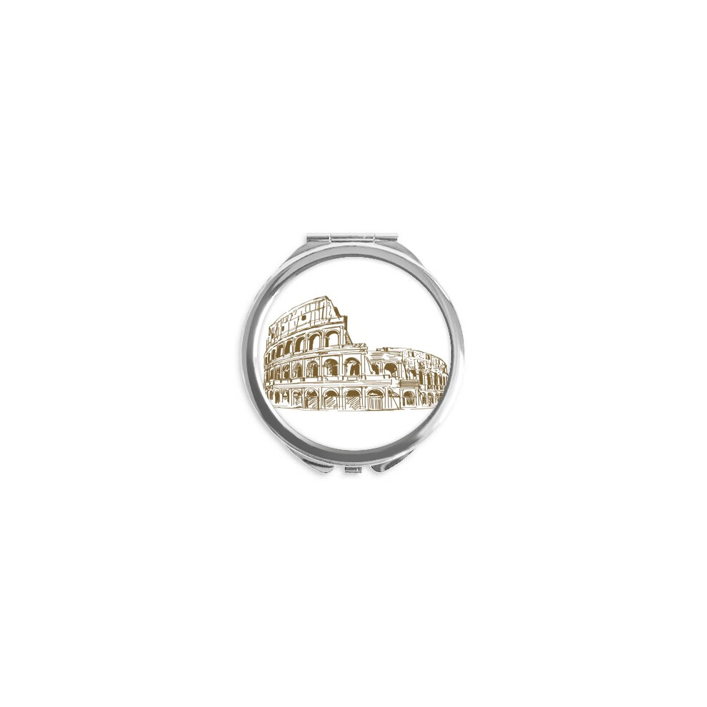 Diythinker Italy Rome Landmark Sketch Landscape Hand Compact Mirror Round Portable Pocket Glass