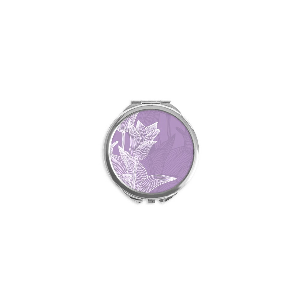 Diythinker Flower Tulip Illustration Hand Compact Mirror Round Portable Pocket Glass