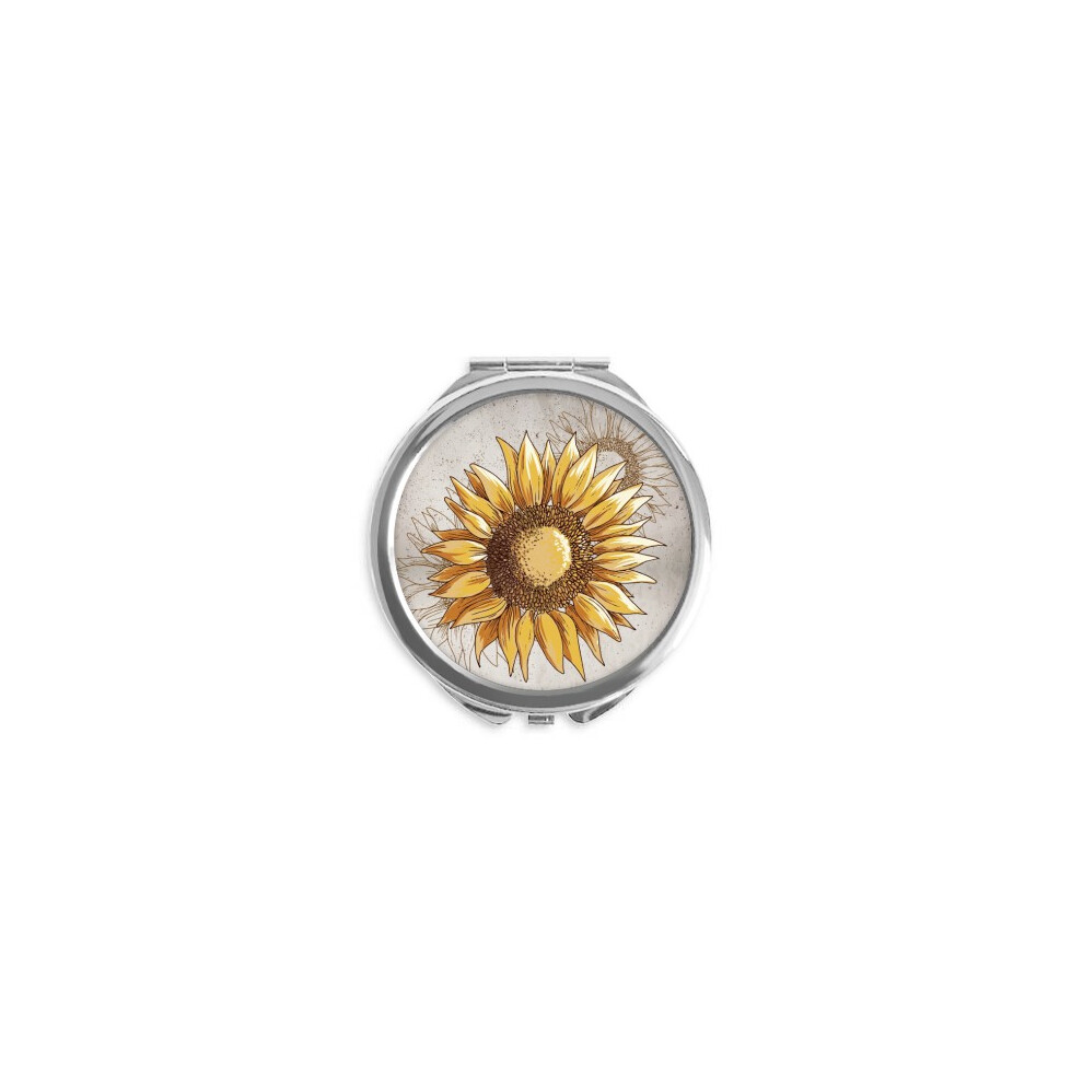 Diythinker Sunflower Sunflower Flower Hand Compact Mirror Round Portable Pocket Glass