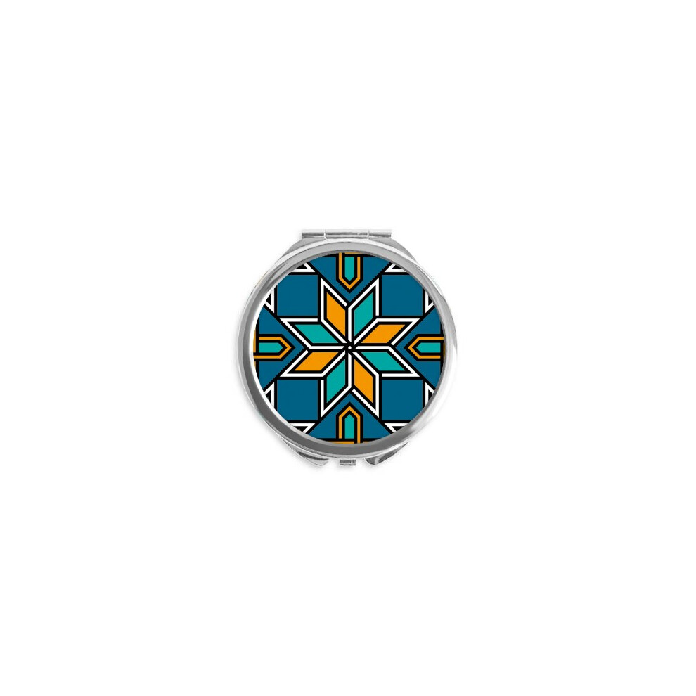 Diythinker Morocco Flower Hand Compact Mirror Round Portable Pocket Glass