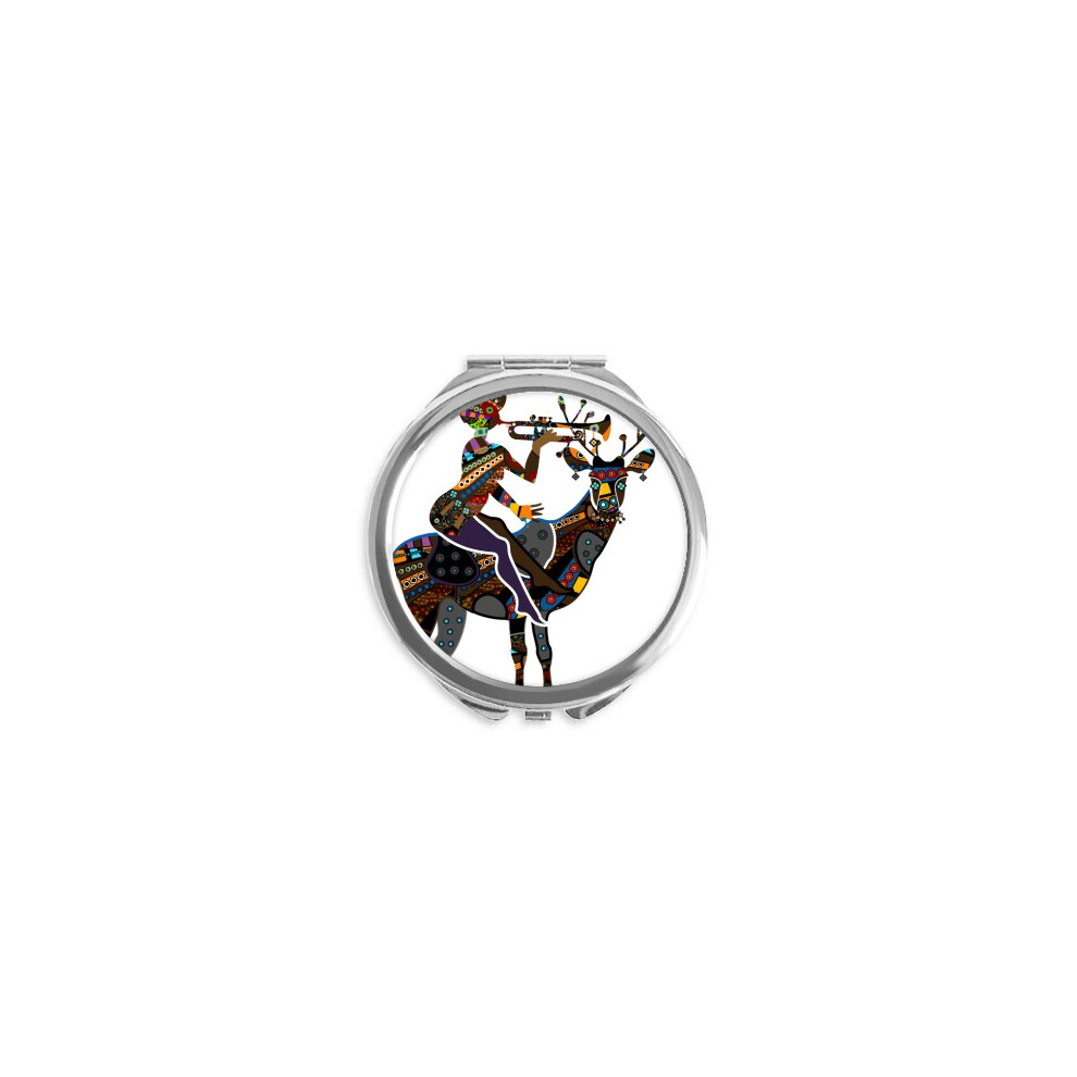 Diythinker African Aboriginal Women Ladydeer Greatet Hand Compact Mirror Round Portable Pocket Glass
