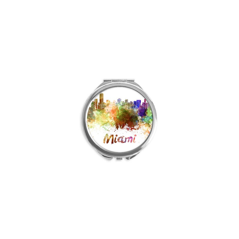 Diythinker Mia America City Watercolor Hand Compact Mirror Round Portable Pocket Glass