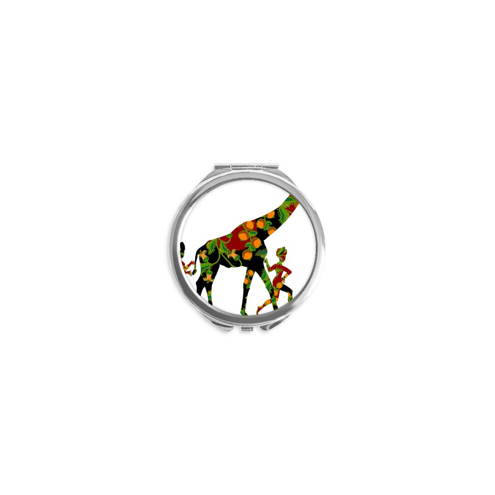 Diythinker African Aboriginal Women Ladygiraffe Hand Compact Mirror Round Portable Pocket Glass