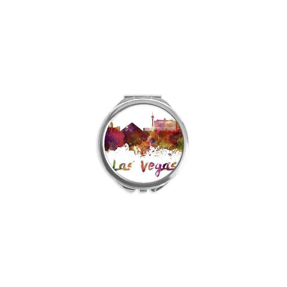 Diythinker Las Vegas America City Watercolor Hand Compact Mirror Round Portable Pocket Glass