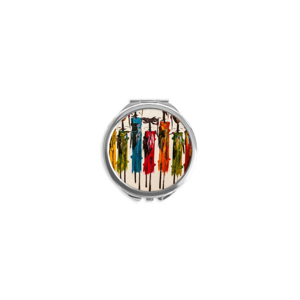 Diythinker Black Art African Warrior Hand Compact Mirror Round Portable Pocket Glass