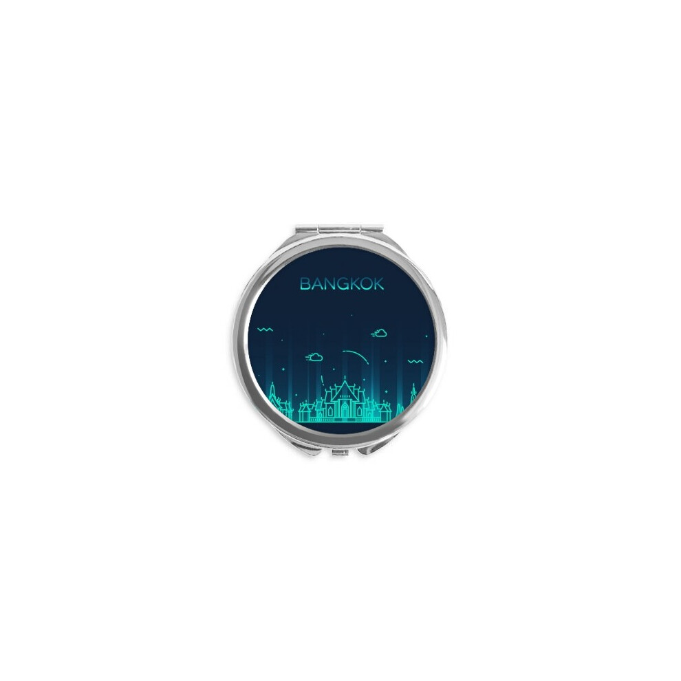 Diythinker Thai Culture Shadow Bangkok Hand Compact Mirror Round Portable Pocket Glass