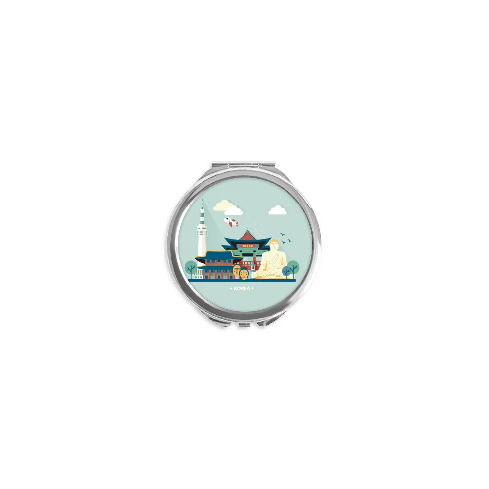 Diythinker Tourist Attractions In Seoul Korea Hand Compact Mirror Round Portable Pocket Glass