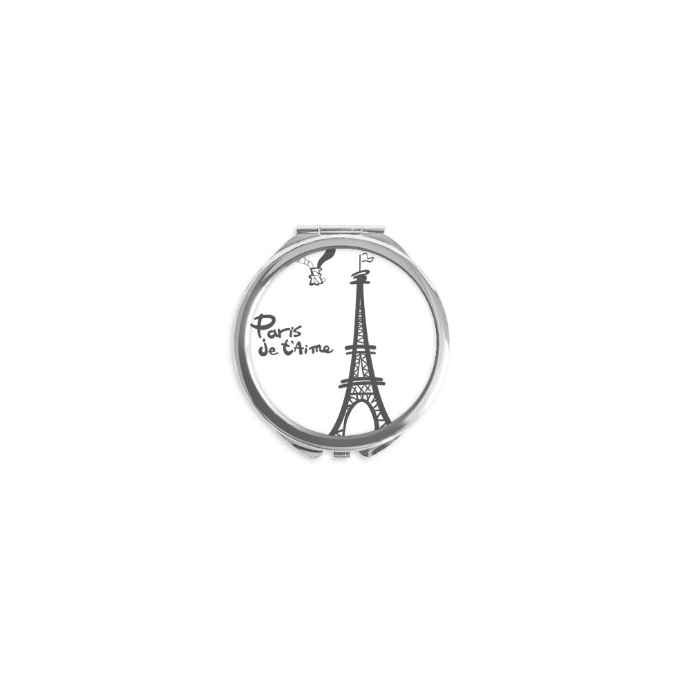 Diythinker Line Drawing Eiffel Tower Outline Paris Hand Compact Mirror Round Portable Pocket Glass