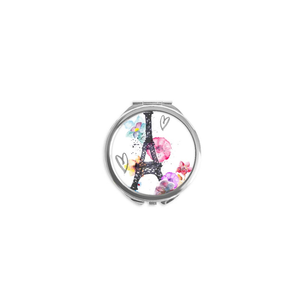 Diythinker Eiffel Tower Shaped France Hand Compact Mirror Round Portable Pocket Glass