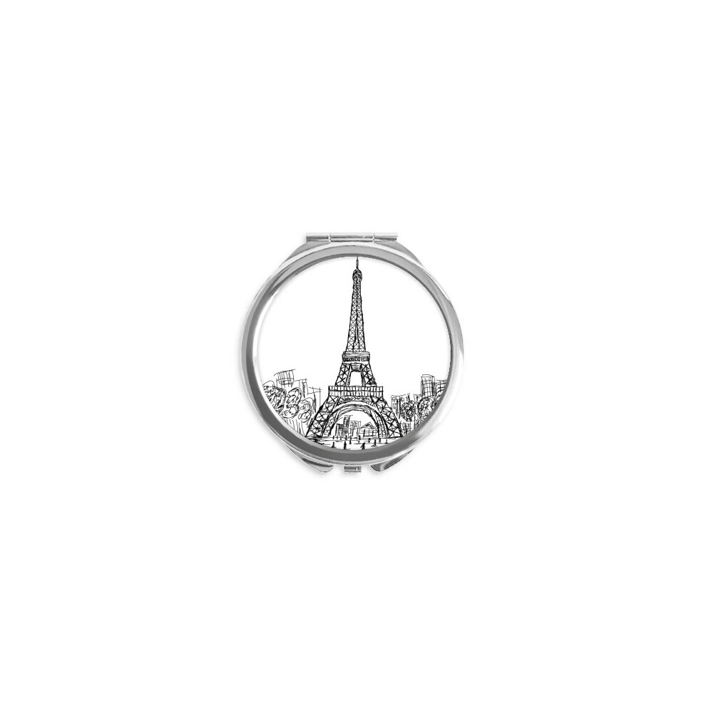 Diythinker Eiffel Tower Square France Paris Hand Compact Mirror Round Portable Pocket Glass