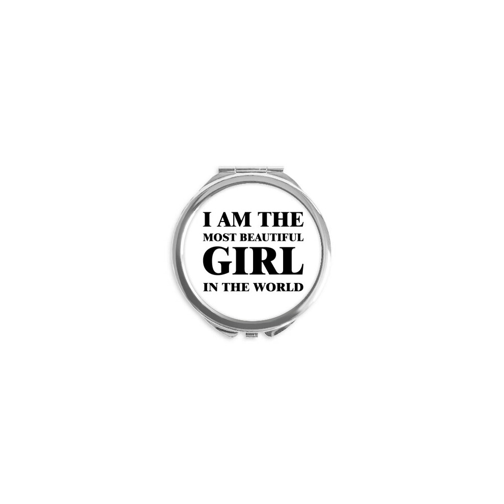 Diythinker I Am The Most Beautiful Girl Hand Compact Mirror Round Portable Pocket Glass