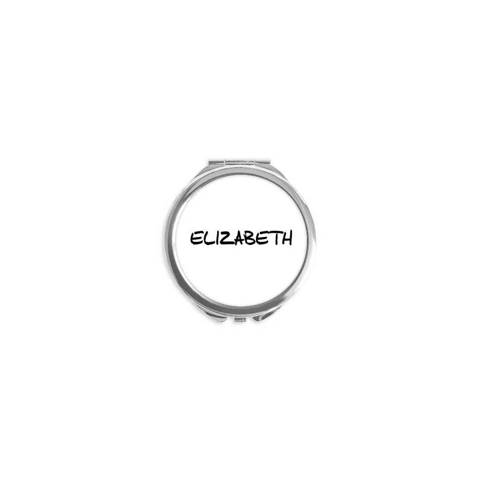 Diythinker Special Handwriting English Name Elizabeth Hand Compact Mirror Round Portable Pocket Glass