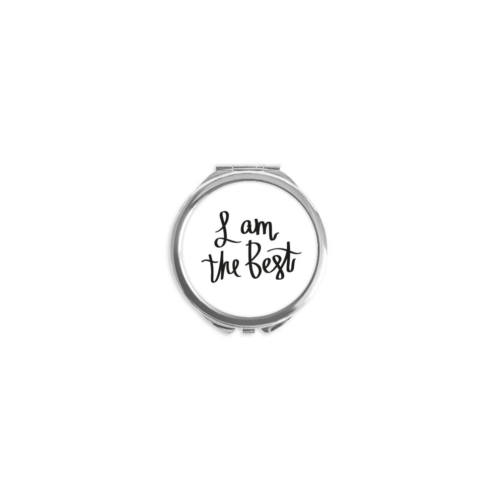 Diythinker I Am The Best Quote Hand Compact Mirror Round Portable Pocket Glass