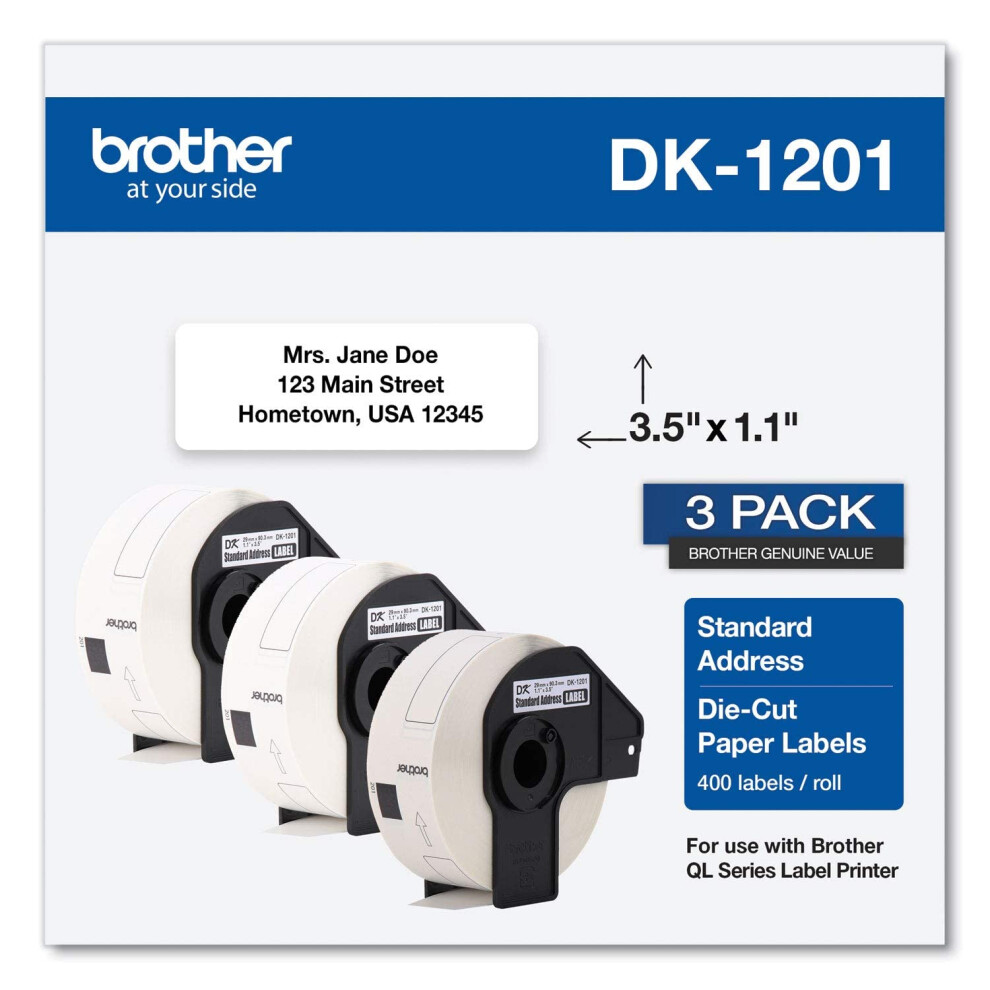 Brother genuine DK-1201 Die-cut Standard Address Labels - Long Lasting