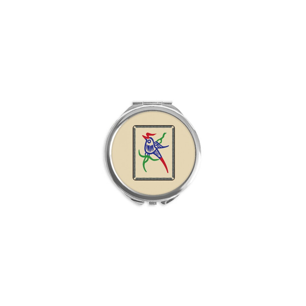 Diythinker Mahjong Bar 1 Tiles Pattern Hand Compact Mirror Round Portable Pocket Glass