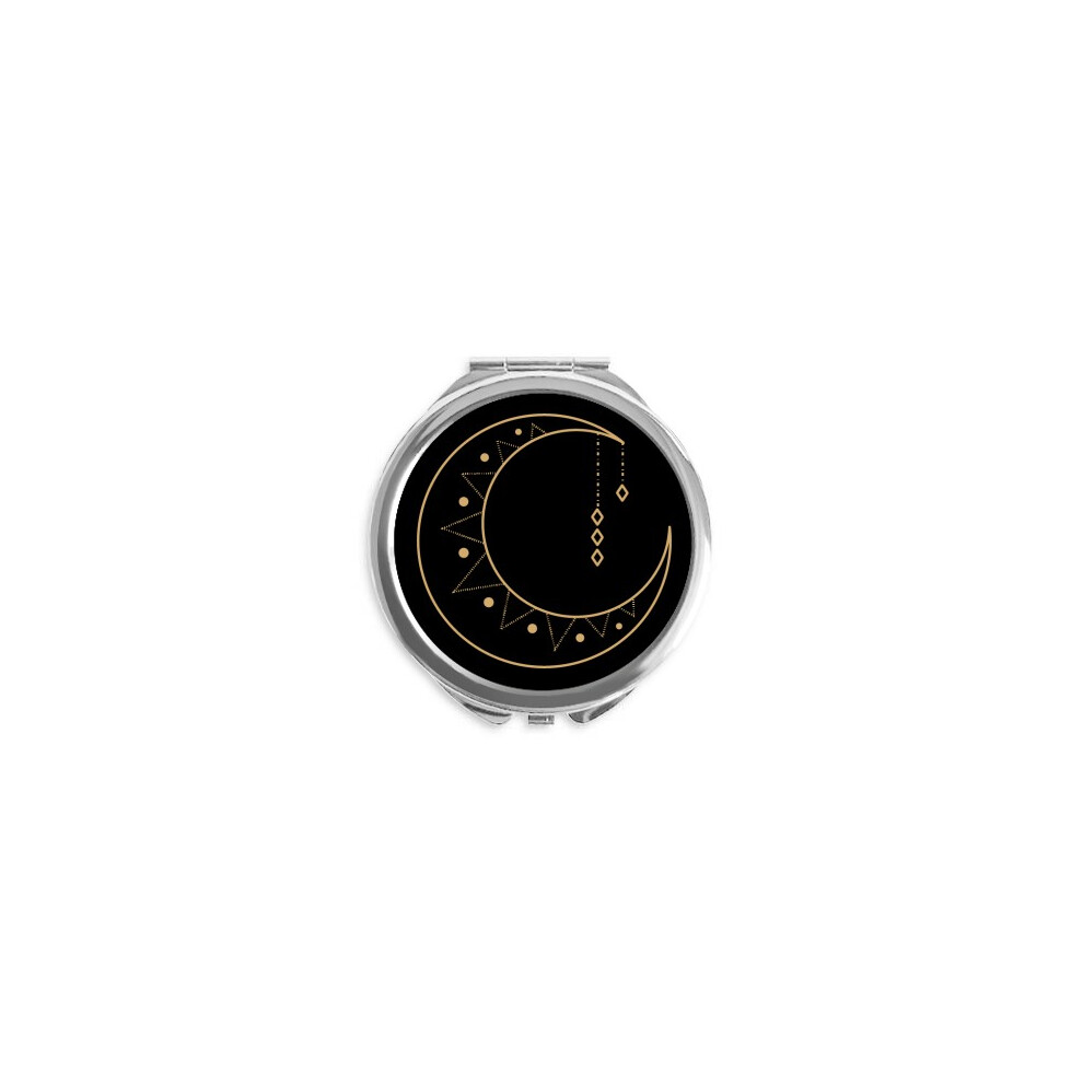 Diythinker Moon Star Symbol Totem Shape Hand Compact Mirror Round Portable Pocket Glass