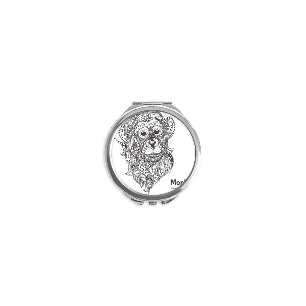 Diythinker Animal Big Mouth Picture Monkey Hand Compact Mirror Round Portable Pocket Glass