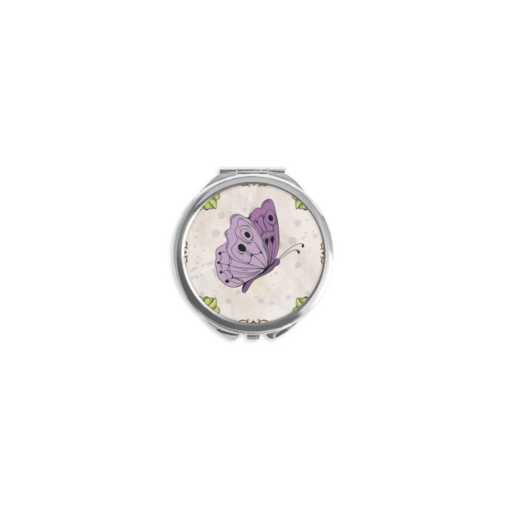 Diythinker Purple With Quote Hand Compact Mirror Round Portable Pocket Glass