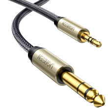 Cavo adattatore audio TRS mini jack da 3,5 mm a jack da 6,35 mm, 1 m, grigio