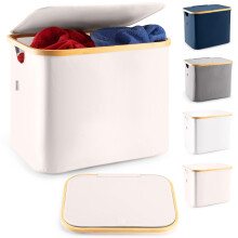 Lonbet - Beige Double Laundry Hamper with Lid 2 Sections and Removabl