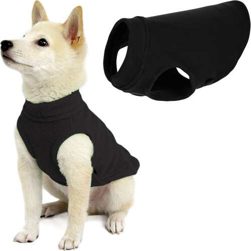 Gooby Stretch Fleece Vest Dog Sweater - Black  Medium - Warm Pullover