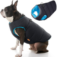 Gooby Padded Vest Dog Jacket - Solid Black X-Small - Warm Zip Up Dog