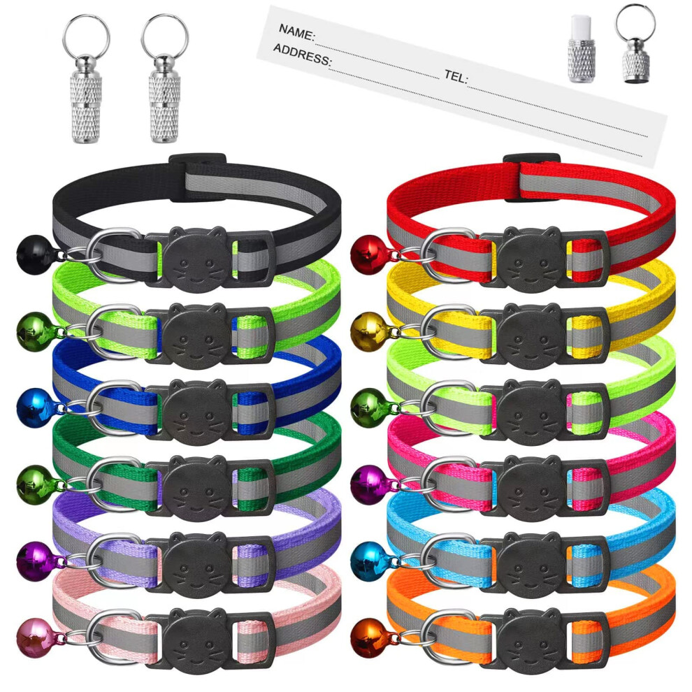 Extodry 14 Pack Reflective-Breakaway Cat Collars with Bells Safety Buc