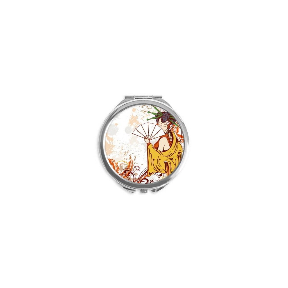 Diythinker Japanfan Hand-Decorated Hand Compact Mirror Round Portable Pocket Glass