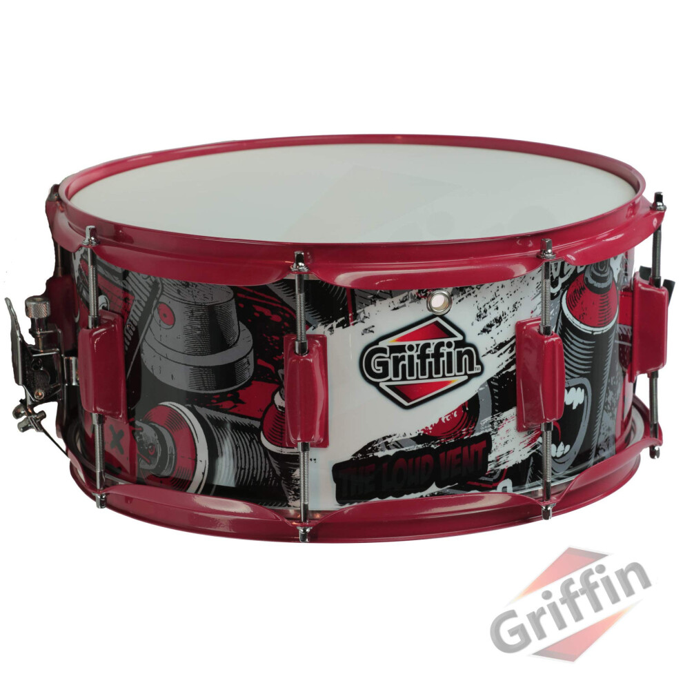 Snare Drum by GRIFFIN  Birch Wood Shell 14""x6.5"" with Custom Graphic