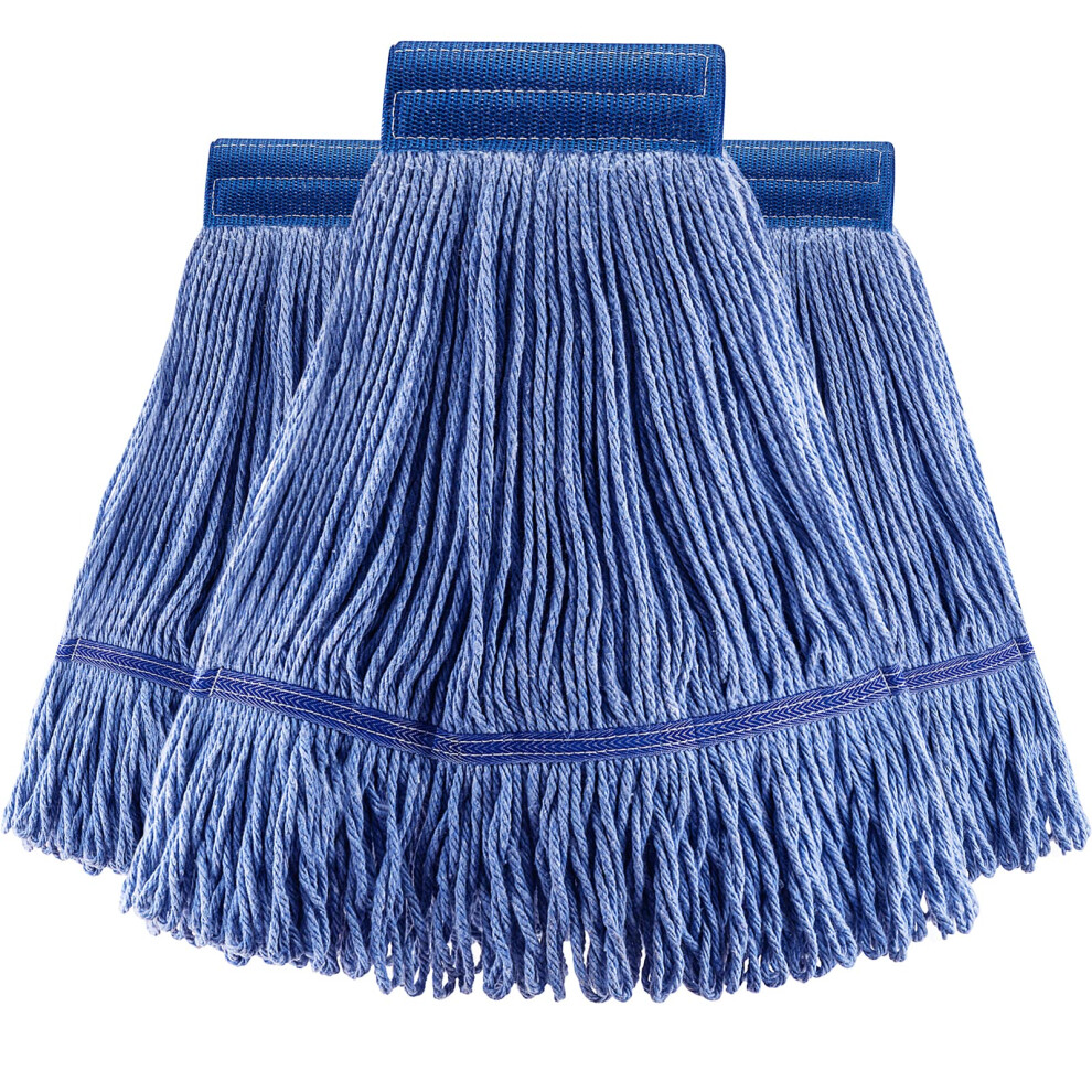 (3 Pack) Mop Head Replacement  Mop Heads Commercial Blue Cotton Looped