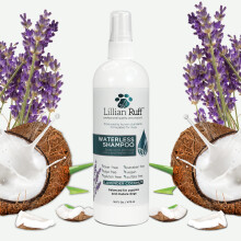 Lillian Ruff Shampoo secco spray per cani senza risciacquo con oli essenziali idratanti - Shampoo secco per cani con pH bilanciato - Condizione p