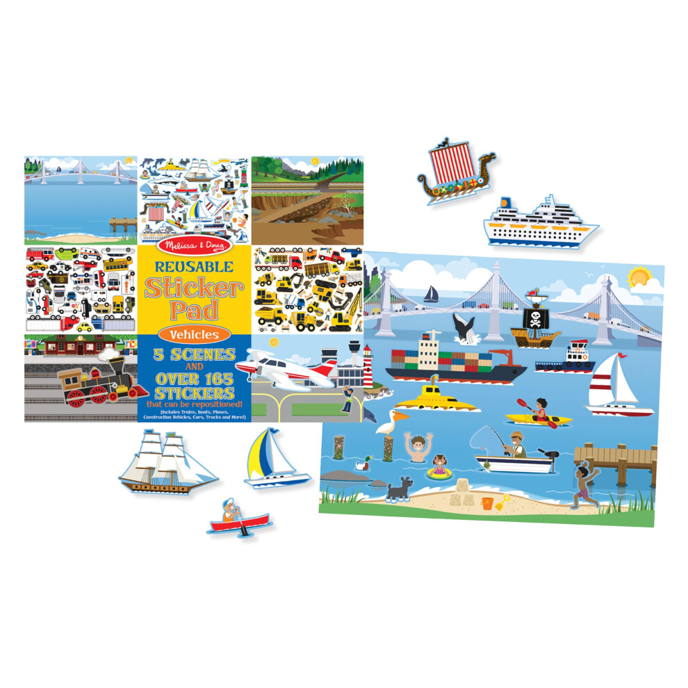 Melissa & Doug Reusable Sticker Pad: Vehicles-165+ Reusable Stickers