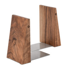 TILISMA Book Ends for Shelves - Handmade Wooden Bookends with Metal Base Walnut Tree - Sturdy Book Holders for Heavy Books - Fancy Modern Decorative