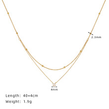 (18K gold) Exquisite single diamond 18K gold necklace gold bead clavicle chain does not fade