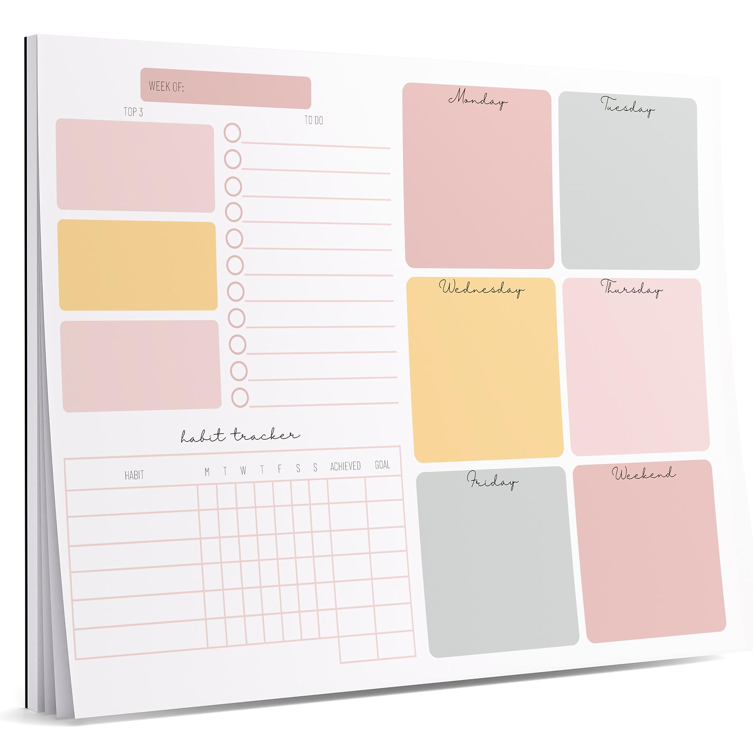 Weekly Planner Notepad Tear Off - 52 Undated Weekly Sheets Daily To Do ...