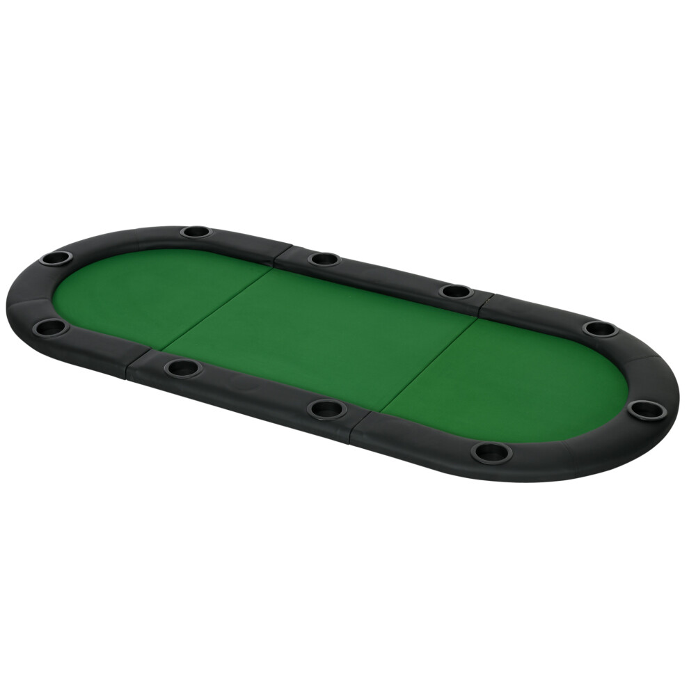 HOMCOM 200x90cm Foldable Poker Table Top 10 Players Blackjack Casino Cards