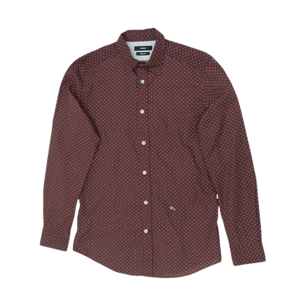 (Maroon, S) DIESEL S BLANCA 0WALH Mens Shirts Cotton Shirt