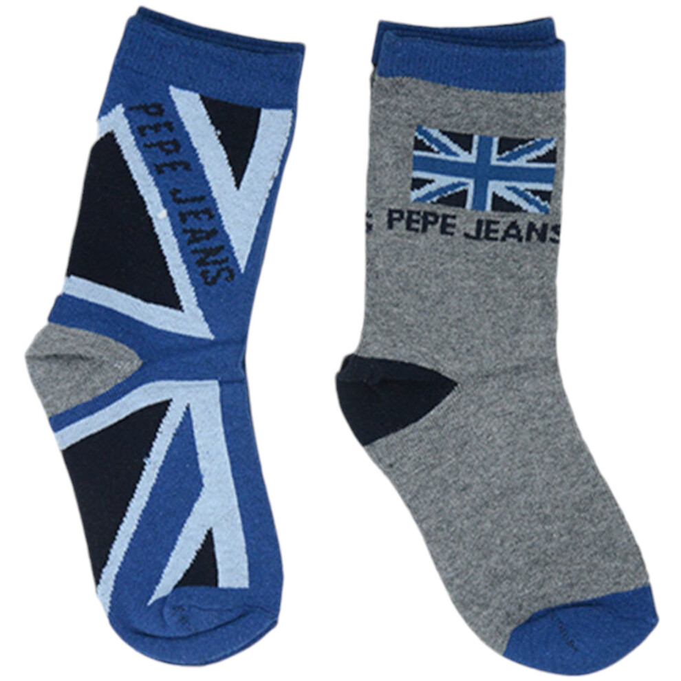 (EU 32) PEPE JEANS Boys Socks 2 Pair Soft Cotton EU 32-35