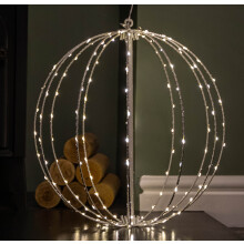 40cm White Metal Folding Christmas Ball with 156 Warm White LEDs