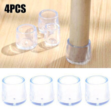 (4pcs, 19mm) Clear Table Chair Legs Cap Feet Silicone Pad Covers Floor Protector Set