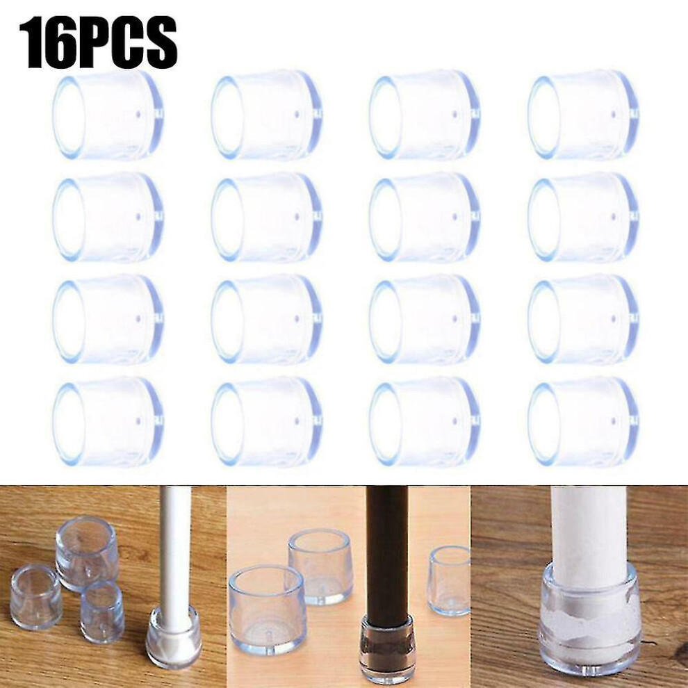 (16pcs, 30mm) Clear Table Chair Legs Cap Feet Silicone Pad Covers Floor Protector Set