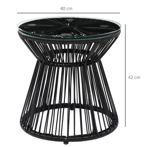 Outsunny Outsunny PE Rattan End Table, Round Hollow Drum Design Side Table, Black 1