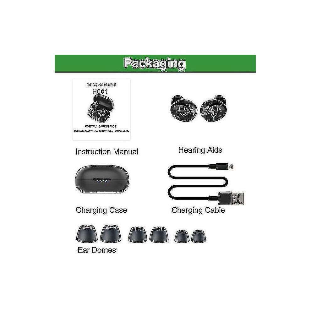 (H001 AE Ship) Best Bluetooth Hearing Aid Rechargeable Invisible Hearing Aids App Digital Sound Amplifier For Deafness Wireless Aparelho Auditivo