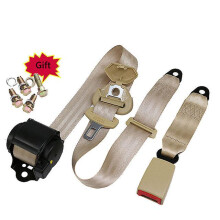 (Beige) Approved ce retractable 3 point safety seat belt with bolts emergency locking vehicle auto safety belt car accessories