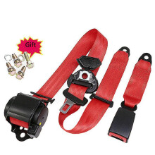 (Red) Approved ce retractable 3 point safety seat belt with bolts emergency locking vehicle auto safety belt car accessories