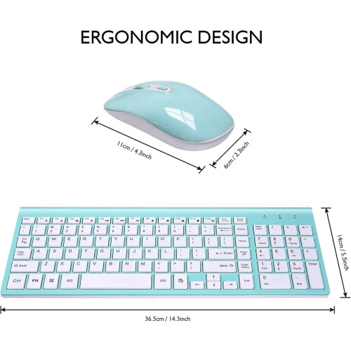 Wireless Keyboard Mouse Combo,  Compact Full Size Wireless 1