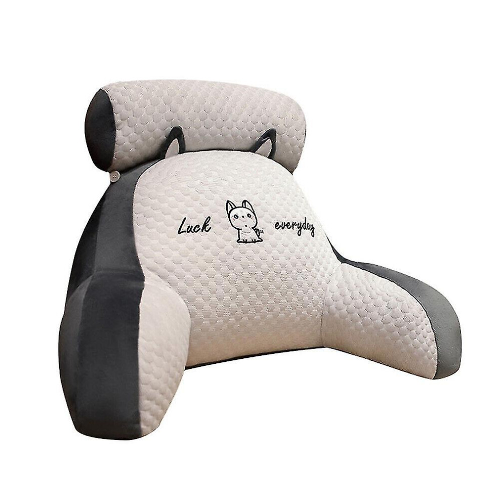 (, A) Reading Pillow For Bed Back Rest Lumbar Support Arm Seat Cushion Lounger Pad Grey