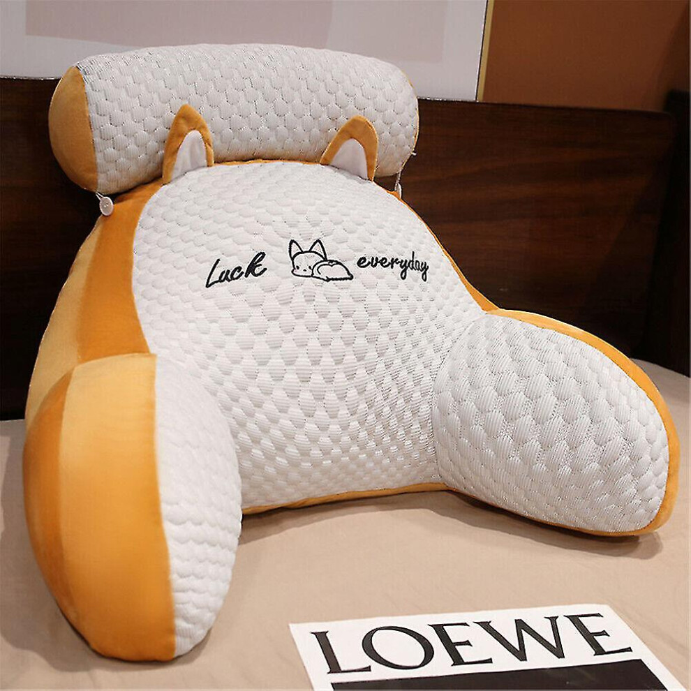 (, A) Reading Pillow For Bed Back Rest Lumbar Support Arm Seat Cushion Lounger Pad Orange