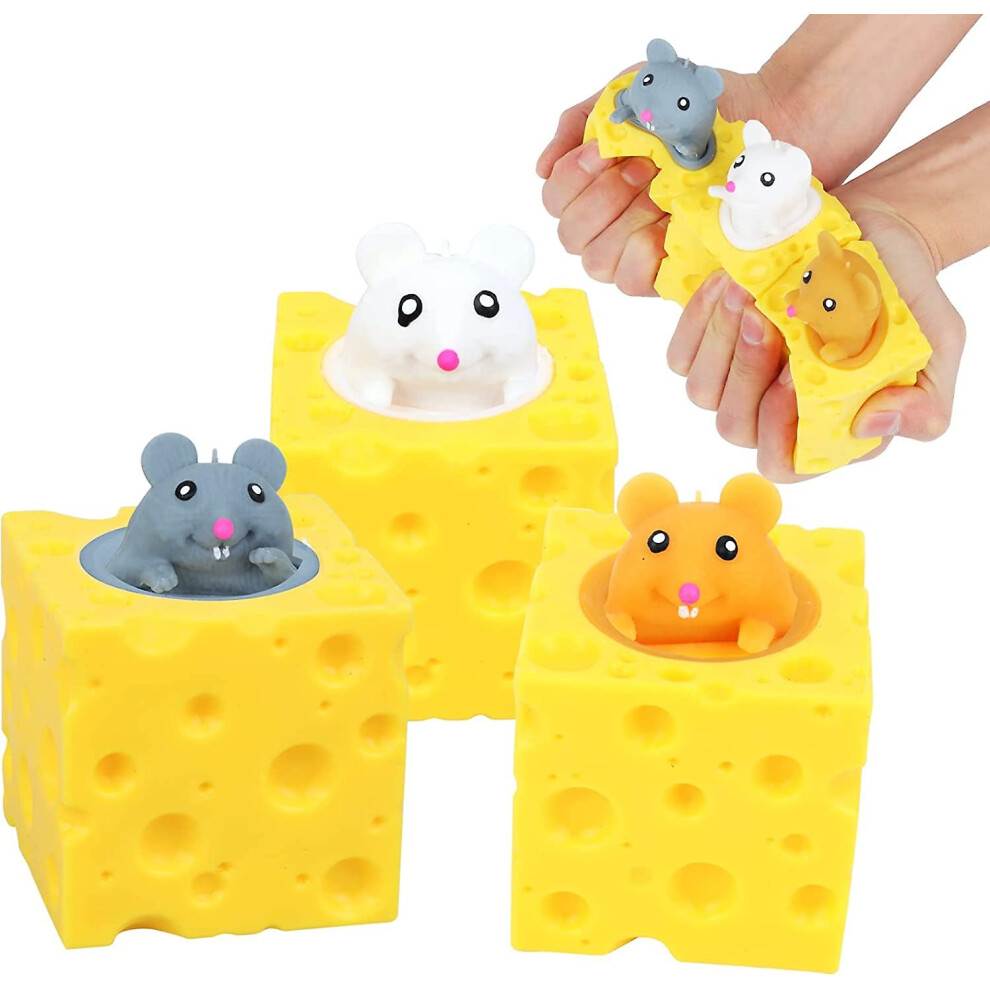 Cheese Stress Toys Fake Cheese Anxiety Relief Toys Mouse Cheese Toys - 3 Pack