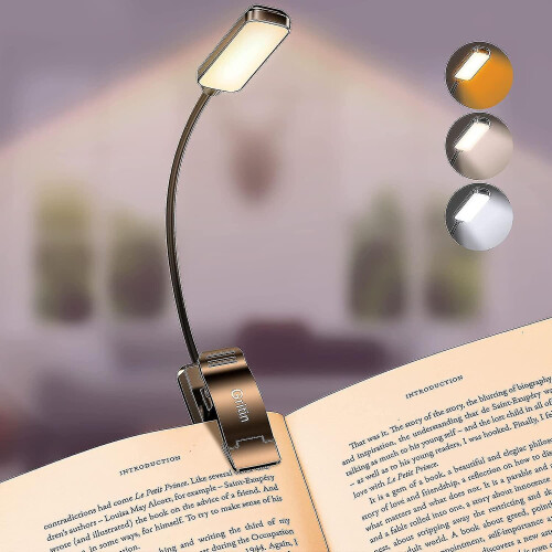 9 Led Book Light, Gritin 3 Eye-protecting Modes Reading Light Book Lamp (warm